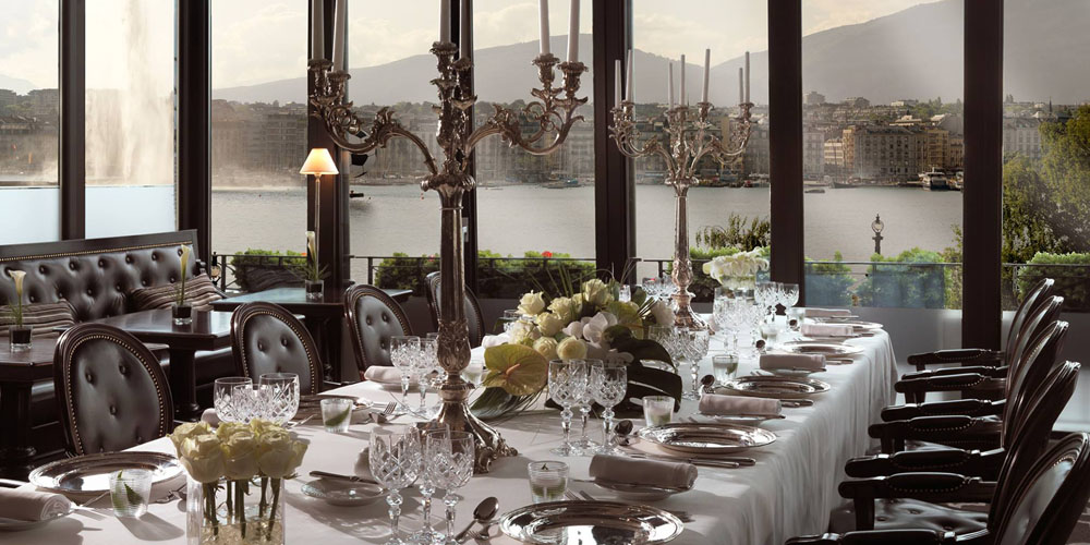 Restaurant Windows at Hotel d'Angleterre in Geneva Switzerland