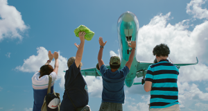 Airplane lands at St. Maarten Airport