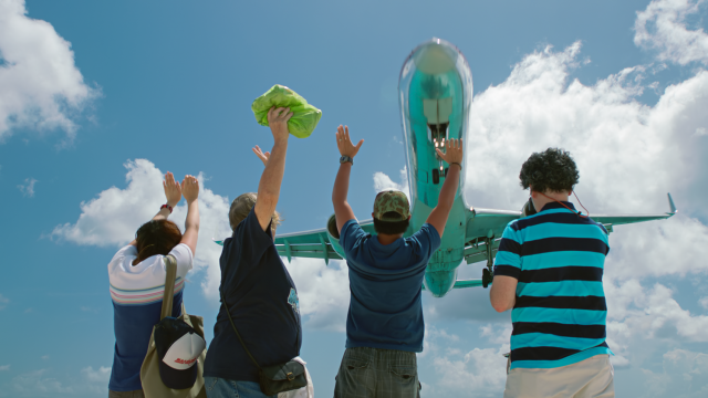 Airplane lands at St. Maarten Airport