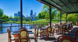 Dine at The Patio at Café Brauer With Pond Views of the Nature Boardwalk and the City Skyline